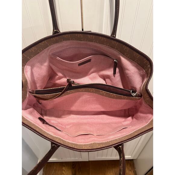 Dooney & Burke Women’s Signature Satchel Canvas & Leather Tote Bag Double Handle - Picture 6 of 8